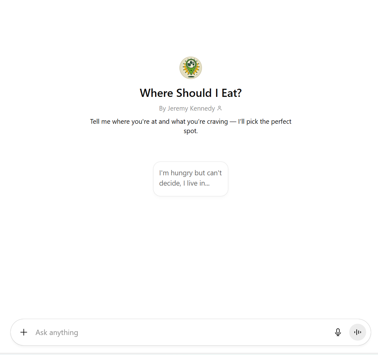 Where Should I Eat GPT